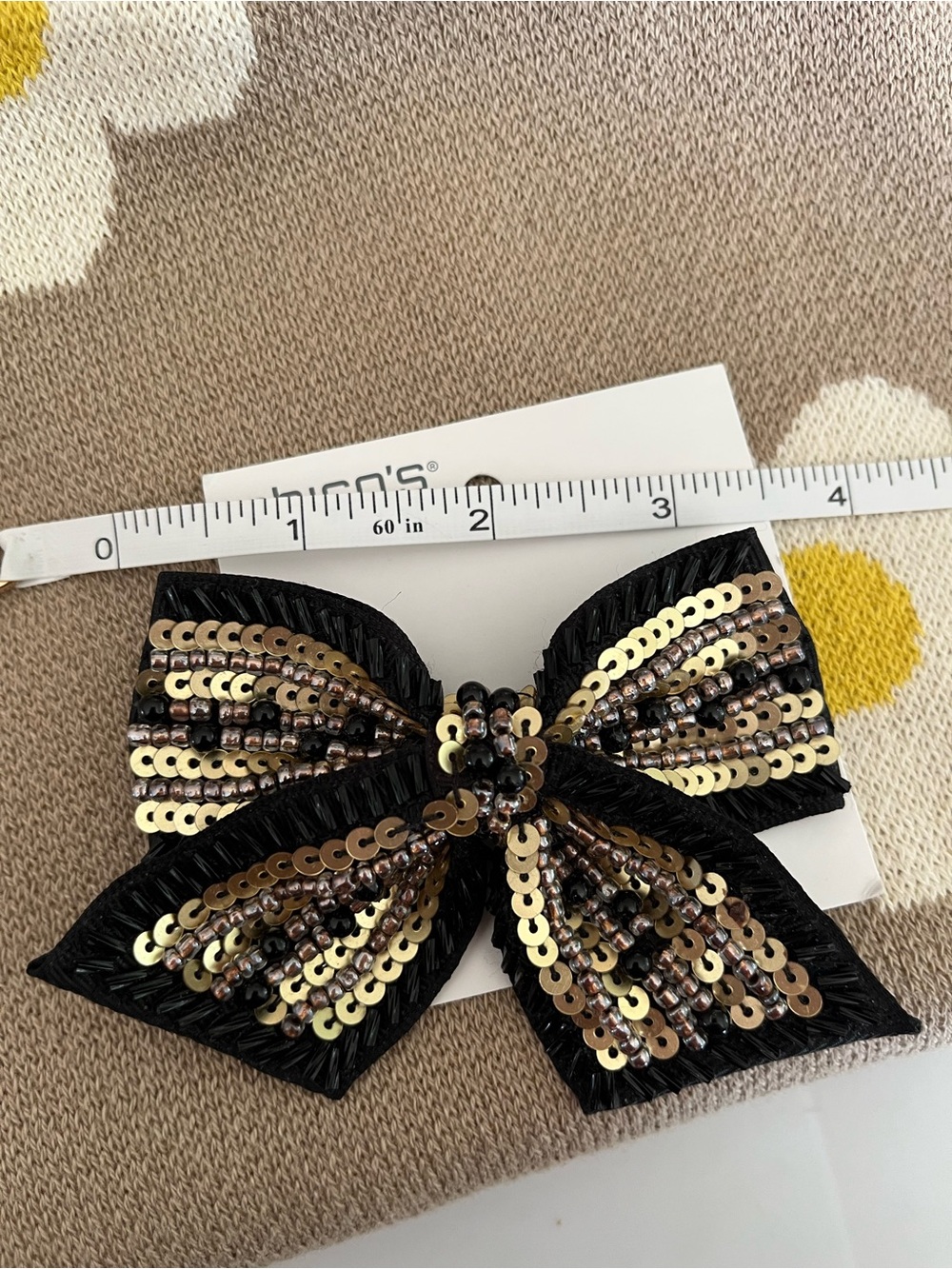 Chico's Black Bow Brooch w/ Sequins - Picture 3 of 3